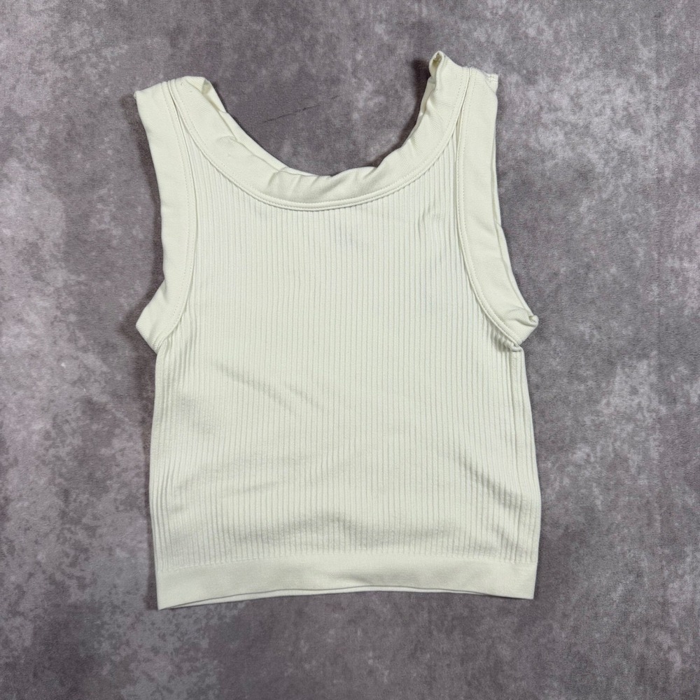 Out From Under Urban Outfitters Ribbed Tank Top Cream XS Cropped Minimalist